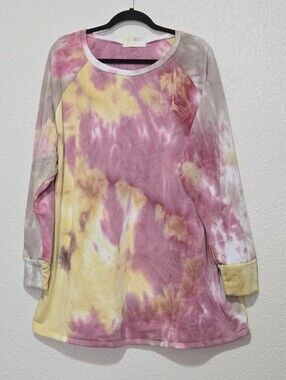 Eldridge Raglan Tie-Dye Tunic Top - Boho-Chic Loungewear - Artistic - Size 3X